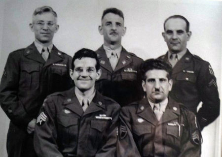 The sons of Attilio Contini photographed in 1946 when the all finally returned from World War II. Seated from left to right are Tech 4 James A. Contini and Staff Sergeant Victor M. Contini. Standing are Corporal Aniello E. Contini, Tech 4 Orazio Contini and Corporal Cesare A. Contini.