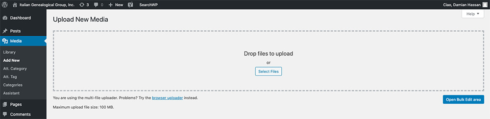 Upload new files to the media library